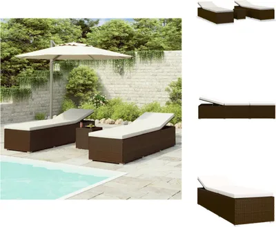 Produktbild von vidaXL 3-tlg. Garten-Sonnenliegen mit Teetisch Poly Rattan Braun -  Sonnenliegen