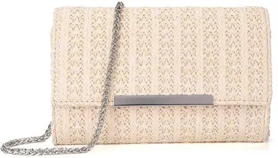 Produktbild von Kleiner Stroh-Strandtäschchen für Frauen, kleine Crossbody-Taschen und Sommer-Taschen mit Kettenband