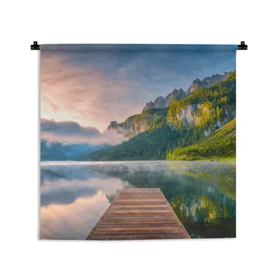 Produktbild von MuchoWow® Wandteppich Wandbehang Eindrucksvoller Sonnenaufgang in den Bergen von Österreich 90x90 cm Tapisserie Dekoration Wandtuch - Wandaufhänger