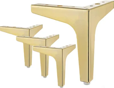 Produktbild von 7" / 17,5 cm Möbelfüße, 4 moderne Metall-Dreiecksfüße in Diamantform, DIY-Ersatz für Schränke, Sofas, Sessel und Hocker, Gold, 5,31" / 13,5 cm