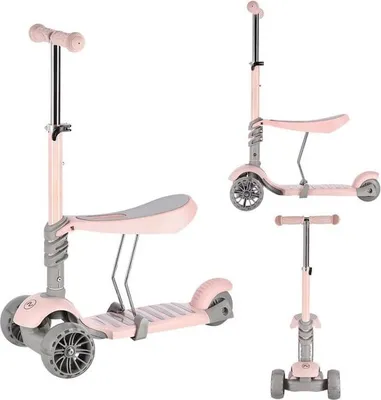Produktbild von Playos® - Dreirad Roller - 2 in 1 - Rosa - Verstellbar - mit LED-Rädern - bis zu 50 Kilo - Roller mit Sattel - Laufrad