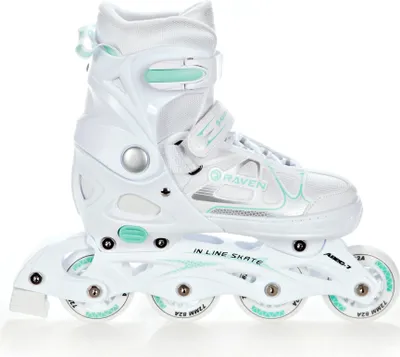 Immagine prodotto di Scarpe a rotelle inline RAVEN Spirit, colore bianco/verde menta, regolabili, taglia 37-40
