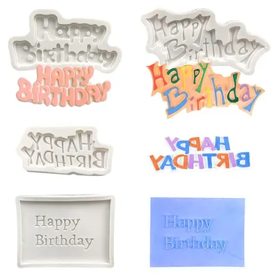 Image de 4 moules en silicone pour décorer des gâteaux, en forme de lettres