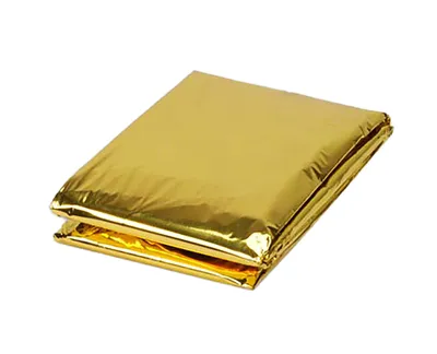 Produktbild von 1x RETTUNGSDECKE 160x210cm Gold/Silber Rettungsfolie Notfalldecke Erste Hilfe 76 (1 Stück)