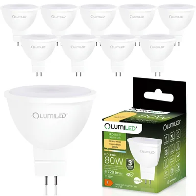 A collage of LED light bulbs and their packaging.