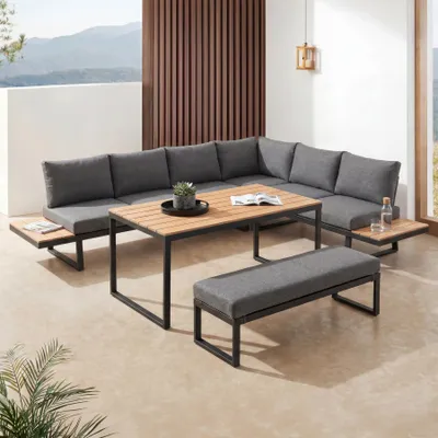 Produktbild von riess-ambiente Wetterfestes Gartenmöbel Set IBIZA GRAND 280cm anthrazit Aluminium mit Sitzpolster