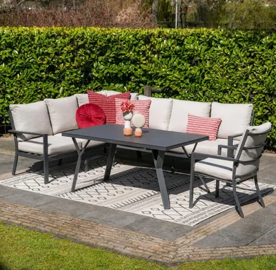 Produktbild von Garden Impressions Sergio Lounge-Dining Set 3-teilig - Links - carbon black - desert sand