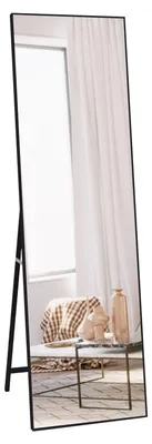 Immagine prodotto di Specchio a figura intera con cornice nera, dimensioni 140 x 41 cm, finitura effetto legno, ideale per la camera da letto