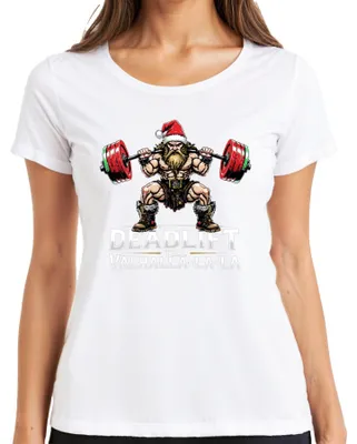 Productafbeelding van Deadlift Till Valhalla La La Wikinger T-shirt voor dames, wit, maat L