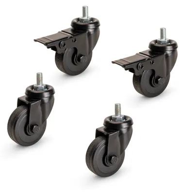 Produktbild von Emuca Set von 4 Rollen Black mit Verbindungsbolzen, Durchmesser 50mm, Kunststoff