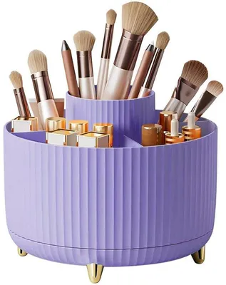 Image de Organisateur rotatif à 360° pour cosmétiques et accessoires Unyqoos® – 5 compartiments, compact pour bureau et salle de bain, fabriqué en matériau de haute qualité et renforcé