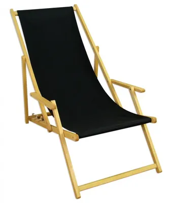 Produktbild von Holz-Liegestuhl, Strandliege mit Zubehör nach Wahl Stoff schwarz V-10-305N