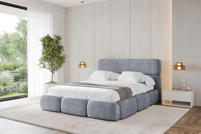 Produktbild von ALTDECOR Polsterbett mit Bettkasten - ELVA 140x200 Grau  - Bett mit Matratze H3/H4, Kopfteil, Boxbett, Doppelbett mit Stauraum