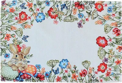 Produktbild von Tischläufer CLEA Osterhasen & Blumen Gobelin Polyester 35 x 50 cm