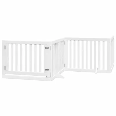 Immagine prodotto di vidaXL Cancelletto per cani 4 pezzi con porta pieghevole bianco 320 cm in legno di pioppo