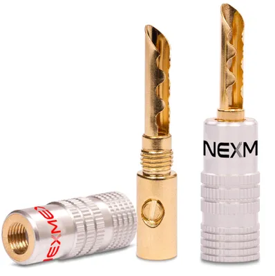 Produktbild von Hohl Bananenstecker 2x Stecker NEXMEX Vergoldet Steckverbinder Lautsprecherkabel