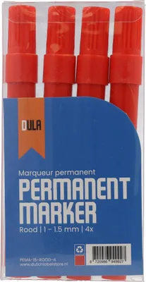 Produktbild von Permanentmarker Rot – Permanente Stifte – 1–1,5 mm Rundspitze Marker – 4 Stück rote Permanentstifte – DULA