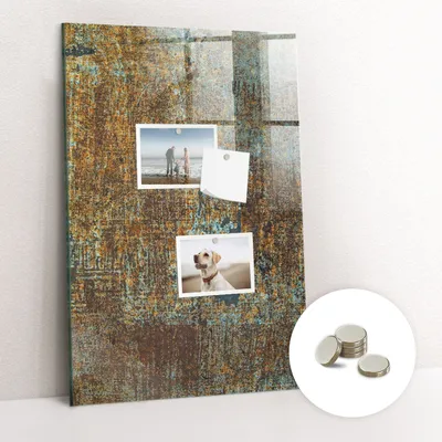 Obrázok produktu pre Magnetická tabuľa na stenu - Memo Tabuľa Sklenená - vrátane 5 magnetov - 40x60 cm - Hrdza na železe