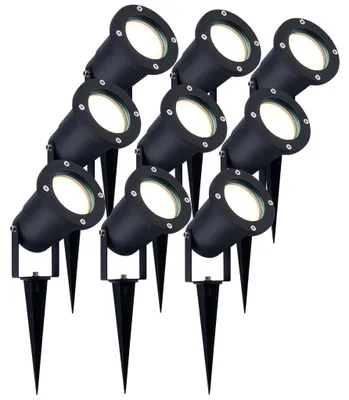 Produktbild von Ledvion 9er Set Gartenstrahler mit Erdspieß IP65 3W 4000K GU10 dimmbar