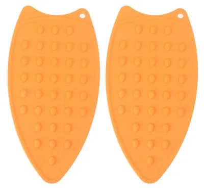 Produktbild von 2 Stück Silikon-Bügeleisenauflage, langlebig, stoßfest, Wärmematte für Bügelbretter, Bügeleisen, Orange