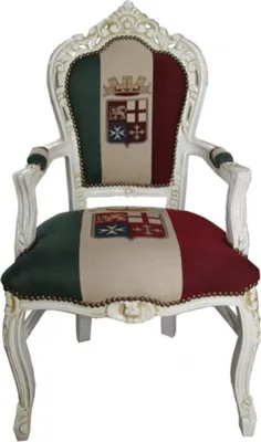 Produktbild von Casa Padrino Barock Esszimmer mit Armlehnen Italien / Creme Antik Stil