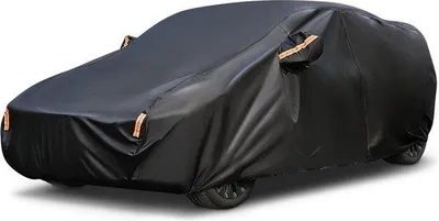 Image de Housse de voiture résistante aux intempéries, 470-490 cm, noire, protection polyvalente