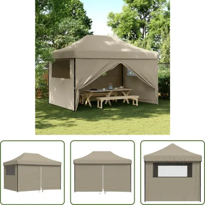 Image de The Living Store Tente de réception Pop-Up pliante avec 4 panneaux latéraux Taupe