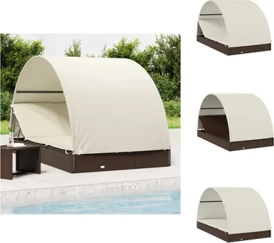 Produktbild von vidaXL 2-Personen-Sonnenliege mit Dach Braun 211x112x140 Poly Rattan -  Sonnenliegen