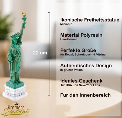 Produktbild von Kremers Schatzkiste Freiheitsstatue Dekofigur 22 cm grün Polyresin handbemalt