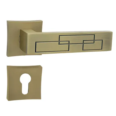 Produktbild von DOMINO Türgriff Drückergarnitur PZ - Profilzylinder Set | quadratische Rosette| Türklinke für Zimmertür, Bürotür, Kellertür & Innentür| Türbeschläge aus Znal| Matt Bronze |MAYA QR M3 MATT