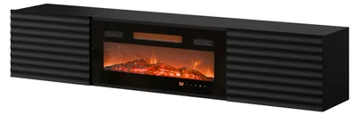 Produktbild von MIRJAN24 TV-Lowboard Tula mit Kamin, TV-Schrank mit zwei Kleppen, Realistische LED-Flamme, Wohnzimmer Kollektion (Farbe: Schwarz)