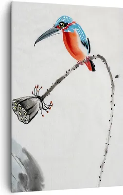 Produktbild von Bild auf Leinwand - Leinwandbild - Einteilig - Libelle Vogel Blume - 80x120cm - Wand Bild - Wanddeko - Wandbilder - Leinwanddruck - Wanddekoration - Leinwand bilder - Wandbild - PA80x120-4361