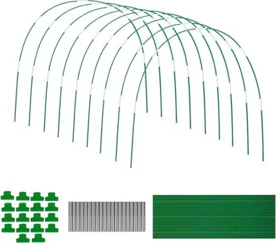 Produktbild von Glasvezelhoepels für erhöhte Betten - Set aus 36 Stücken, 17 Zoll - Unterstützungshügel für Gewächshausnetze - Entfernbare Glasfaser-Beutelhügel mit 18 Netklips
