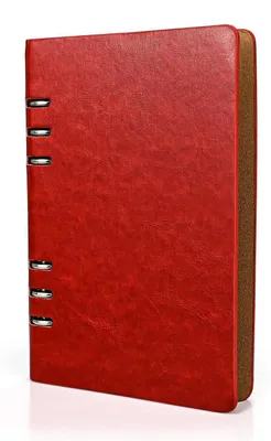 Productafbeelding van A5 notitieboek, navulbaar, kunstleren omslag, hardcover, 6 ringen, 17x22,8 cm, rood