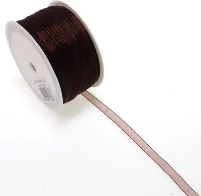 Produktbild von 50m Antennenband Organza 6mm breit mit Webkante Dekoband Schleifenband, Farbe:braun