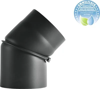 Produktbild von Ofenrohr-Bogen Bertrams verstellbar 0-45° Ø 150 mm senotherm UHT-Hydro schwarz