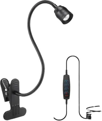 Obrázok produktu pre Flexibilná nočná lampa k posteli – s nastaviteľným uhlom 15–80 stupňov – 3 farby – kancelárska lampa, čierna