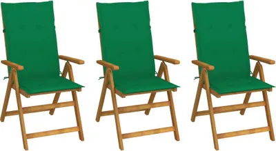 Obrázok produktu pre Skladacie záhradné stoličky s podložkami 3 ks akáciový masív