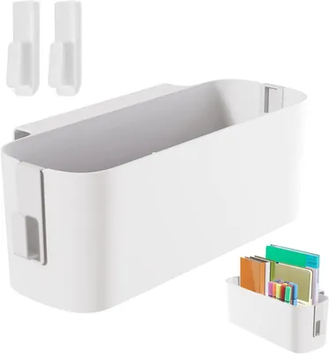 Produktbild von Bettorganizer weiß, Kunststoff, 2 Haken, Aufbewahrungskorb für Hochbett, für Zuhause