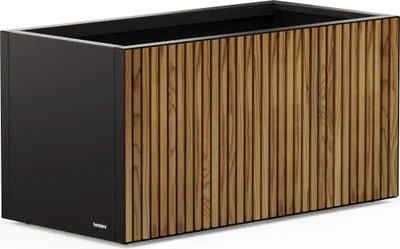 Obrázok produktu pre Herstera Deco Planter Wood, Vysadzovač, Voľne stojace, Kov, Čierna, Drevo, Obdĺžnik, Vnútorná / vonkajšia