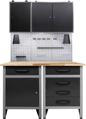 Produktbild von ONDIS24 Werkstatt Set Entdecker 120 cm 2 Schränke LED