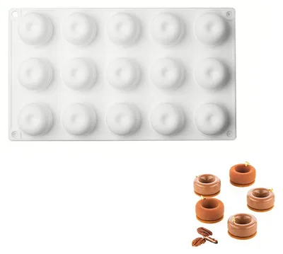 Produktbild von Silikon-Backform - Antihaftbeschichtete Mousseform für Mini-Donuts - Zur Herstellung von Pralinen, Eiswürfeln, Gelee und Mousse