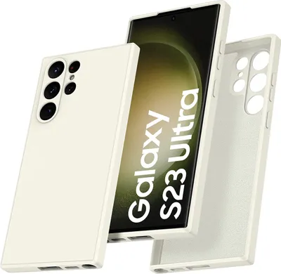 Produktbild von Galaxy S23 Ultra Hülle, LaimTop Slim Liquid Silikon Gel Gummi Stoßfest Kratzfest Schutzhülle für Samsung Galaxy S23 Ultra Weiß