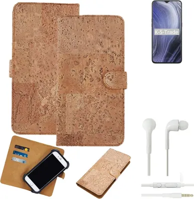 Produktbild von K-S-Trade Hülle kompatibel mit Oppo Reno Z SD710 + in ear Kopfhörer Kork Handyhülle Cover  Schutzhülle TPU Case Bumper in Hellbraun, (1x)