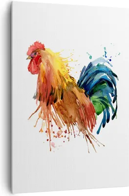 Produktbild von Bild auf Leinwand - Leinwandbild - Einteilig - Hahn Ilustration Tier Farben - 70x100cm - Wand Bild - Wanddeko - Wandbilder - Leinwanddruck - Wanddekoration - Leinwand bilder - Wandbild - PA70x100-2842