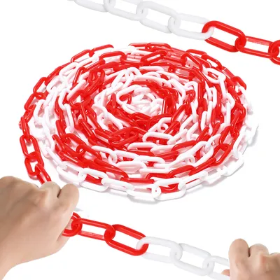 Image de Chaîne de délimitation Hengda Chaîne en plastique rouge blanche de 6mm d'épaisseur pour les parkings et les barrières de parking 25m