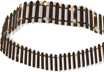 Produktbild von Dekorativer Gartenzaun Braun 90x5cm mit 41 LED Beleuchtung, batteriebetrieben