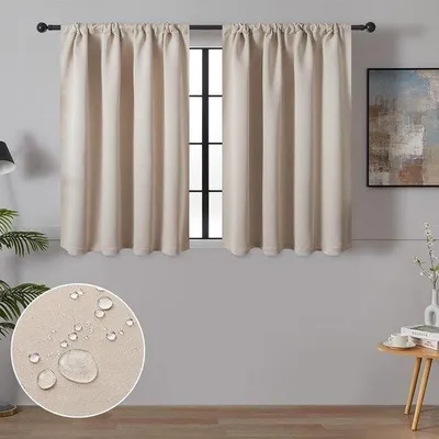 Obrázok produktu pre Sada vodovzdorných záclon v béžovej farbe – zatemňovacie – 2 ks, 60 x 90 cm