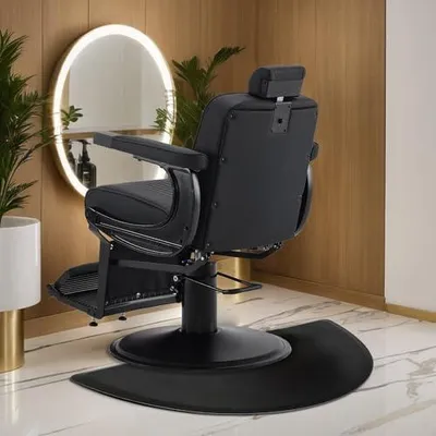 Produktbild von Ergonomische Anti-Ermüdungsmatte für Friseursalons, Halbrunde Bodenmatte mit 2 cm Dicke, Schwarz