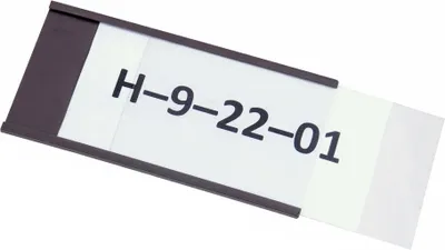 Produktbild von Etikettenhalter aus magnetischem C-Profil, Kennzeichnung von Regalen und Lagerplätzen, inkl Papiereinlage und transparenter Klarsichtfolie, Höhe 50 mm, Verpackungseinheit: 1 ROL